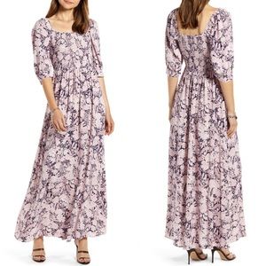 Something Navy Smocked Maxi Dress Size Small